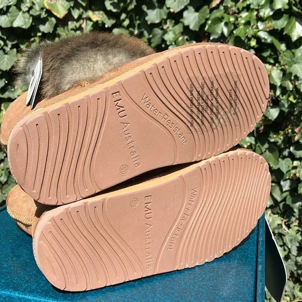 NIB EMU Australia stinger mini Lava Chestnut Sheepskin Boots warm slip on - Picture 5 of 9